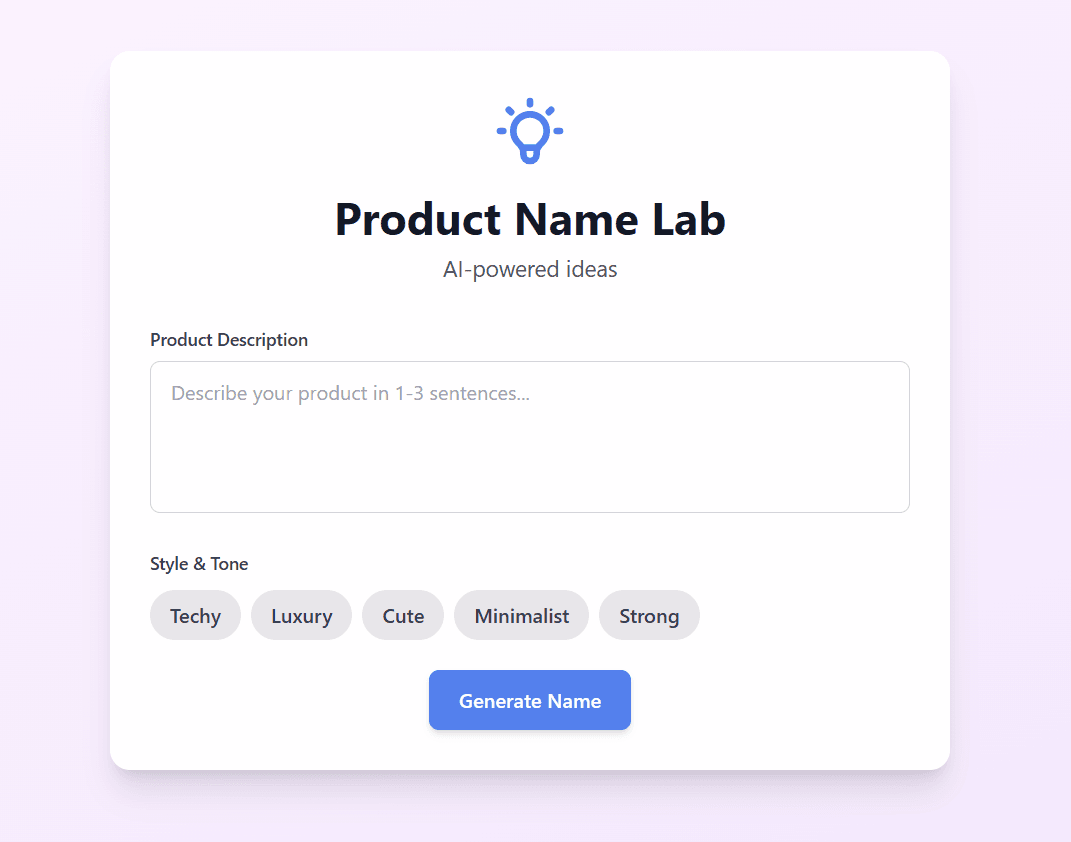 Product Name Lab AI
